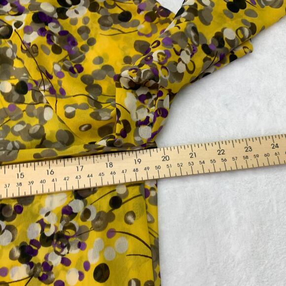 Apt 9 Womens Sz Small Yellow Purple Semi Sheet 3/4 Sleeve Blouse Tunic Top - Picture 7 of 7